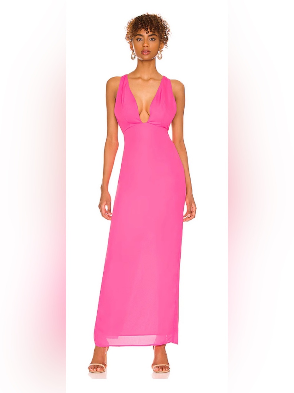 REVOLVE superdown Lucinda Strappy Hot Pink Sleeveless V-Neck Maxi Dress - Picture 3 of 6